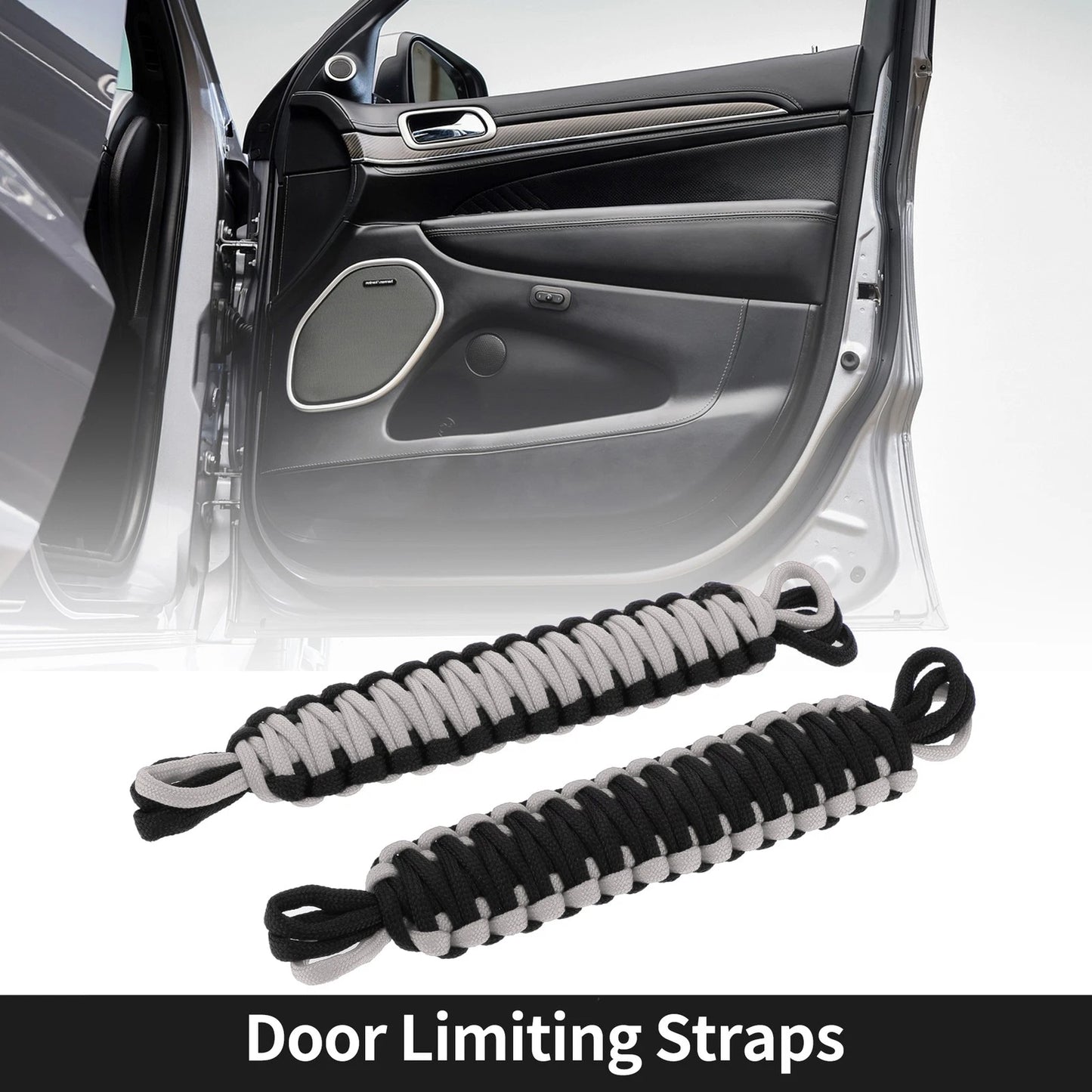 2 x Door Limiting Straps for Jeep Wrangler TJ JK JKU (2007-2018) Black Gray
