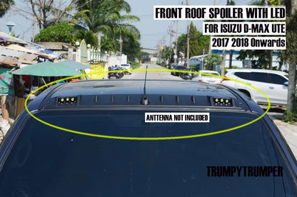 K Front LED Roof Spoiler in Matte Black for Isuzu D-Max Ute Pickup (2017-2020)