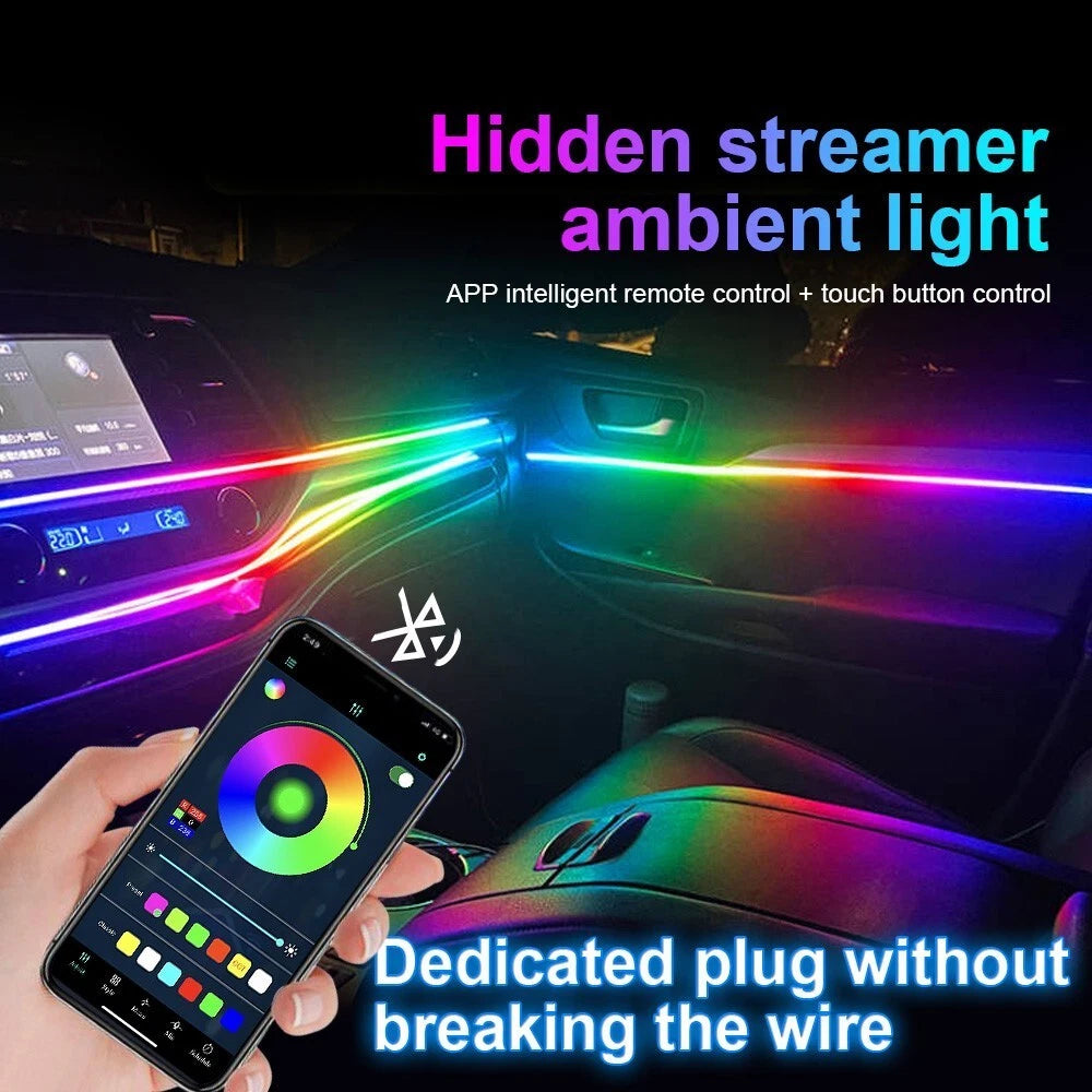 14 In 1 RGB LED Car Symphony Light Remote Acrylic Strip for All Models