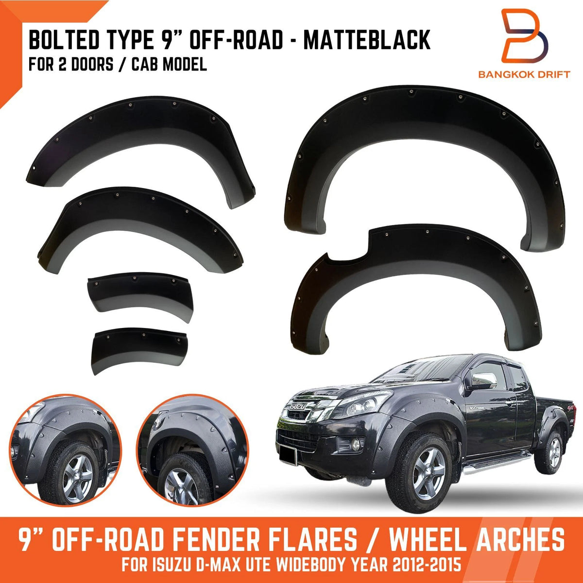 9" Off-Road Bolted Fender Flares for Isuzu D-Max DMAX Ute (2012-2016)