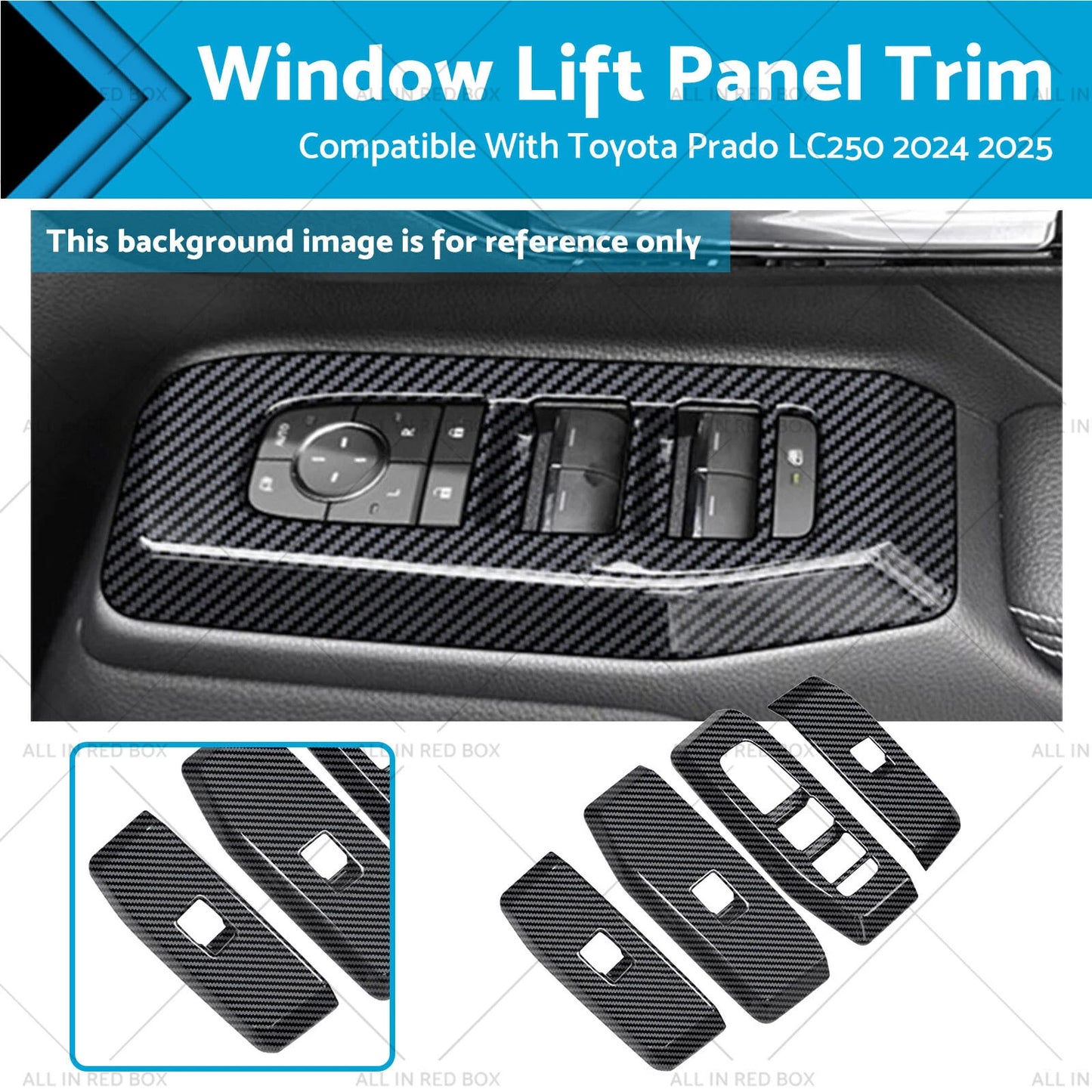 4 x Window Lift Panel Trim ABS Carbon Fiber for Toyota Prado LC250 (2024-2025)