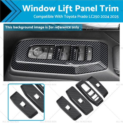 4 x Window Lift Panel Trim ABS Carbon Fiber for Toyota Prado LC250 (2024-2025)