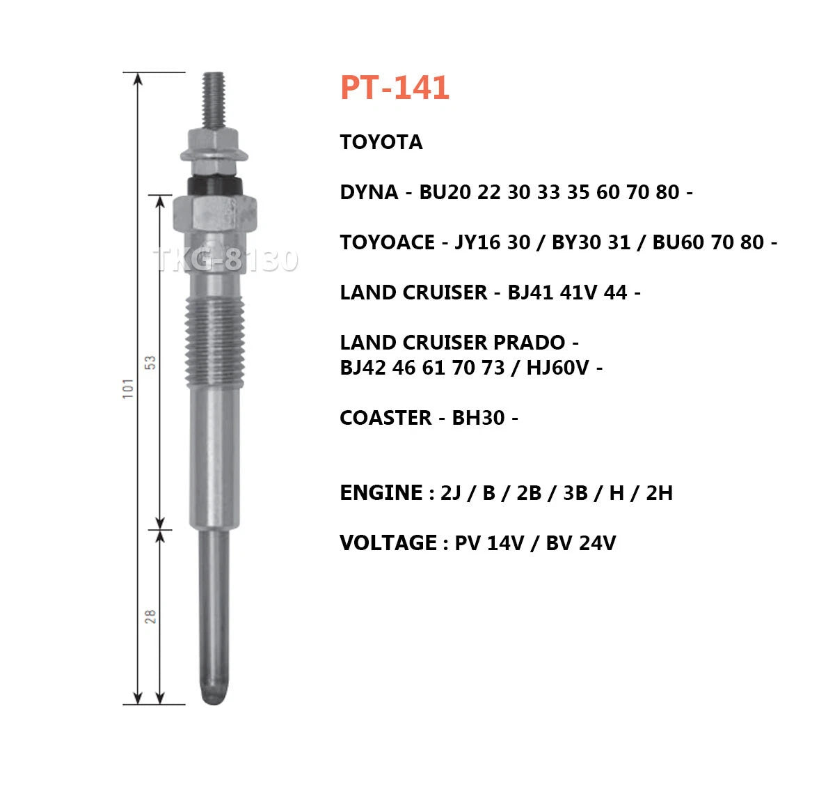 4 x Glow Plugs for Toyota Toyoace, Land Cruiser, Prado, Coaster, Dyna (1985-2023)