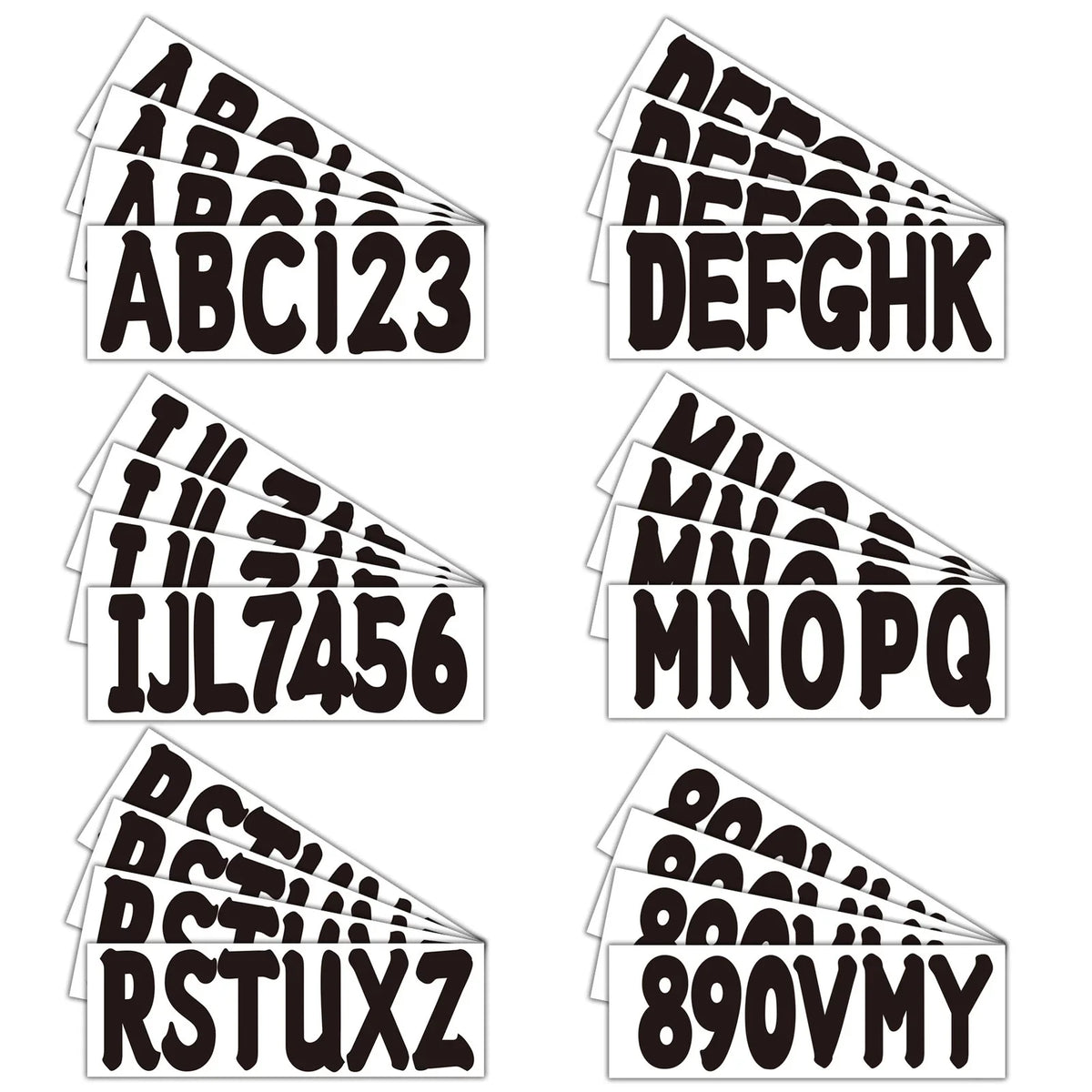 Boat Registration Number Decals Set A-Z & 0-9 Black for All Boats