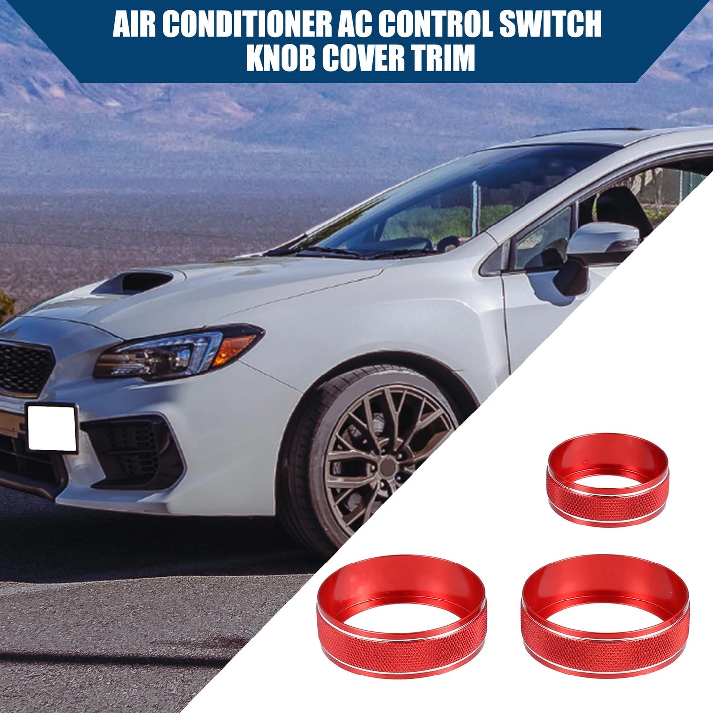 AC Control Switch Knob Cover for Subaru Impreza (2017-2023) Red 1 Set