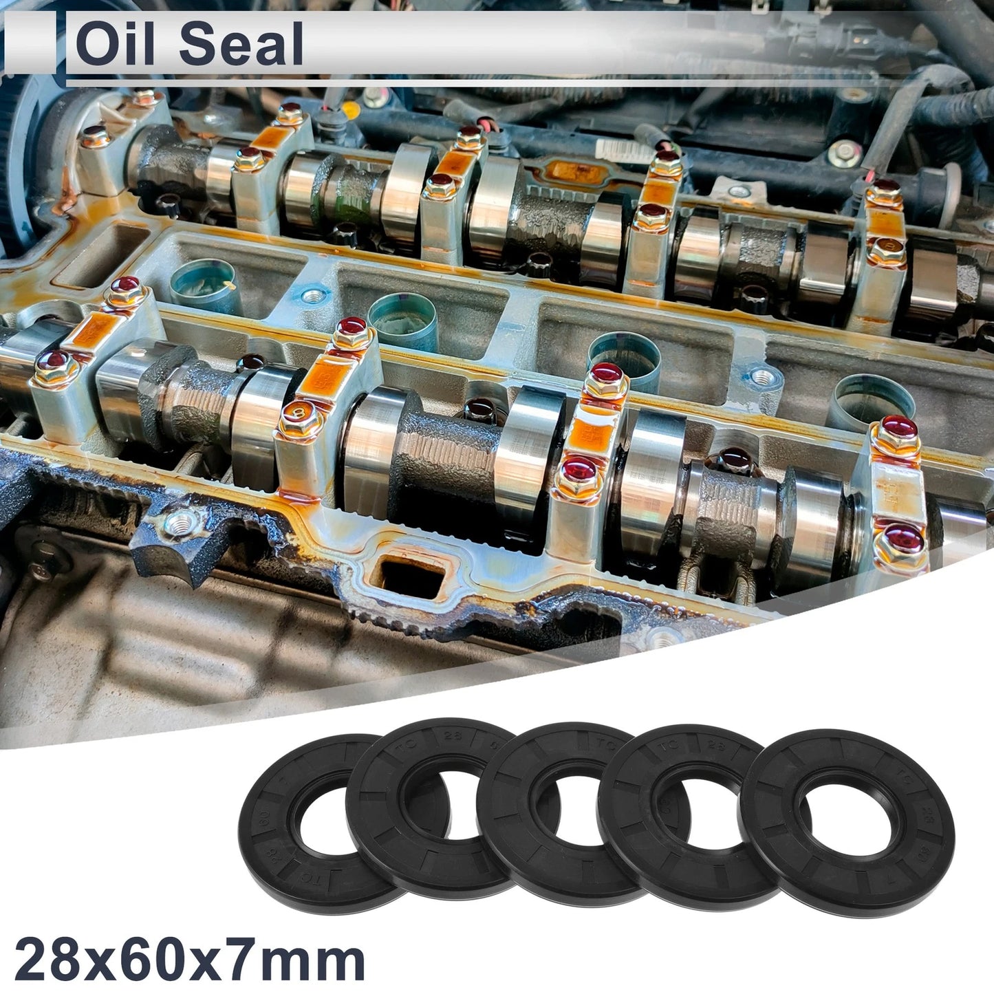 Oil Seal 28x60x7mm Rotary Shaft Seal Nitrile Rubber 5 Pcs for Make Model