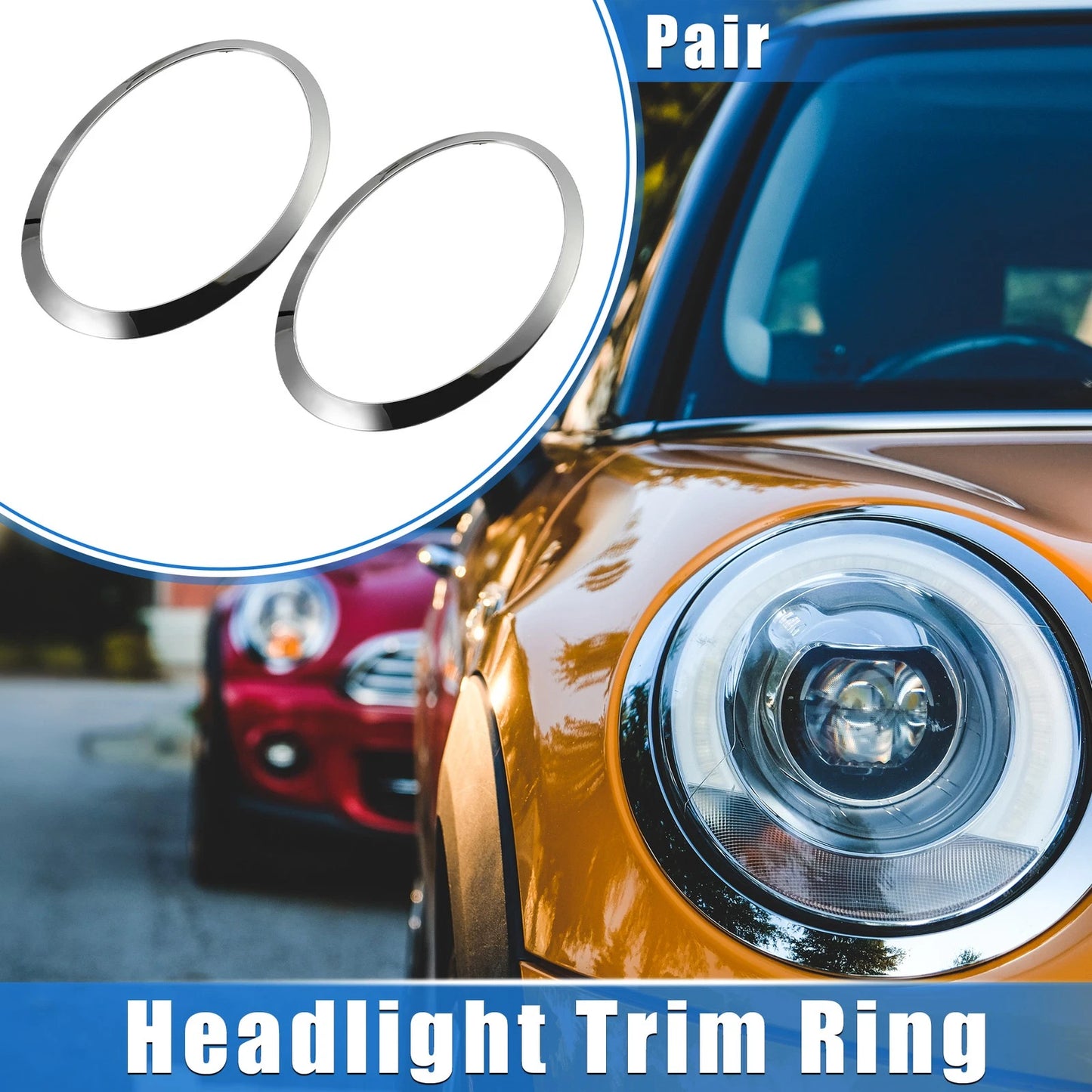 Front Side Headlight Trim Rings for BMW Mini F55 (2014-2021) - Silver Tone