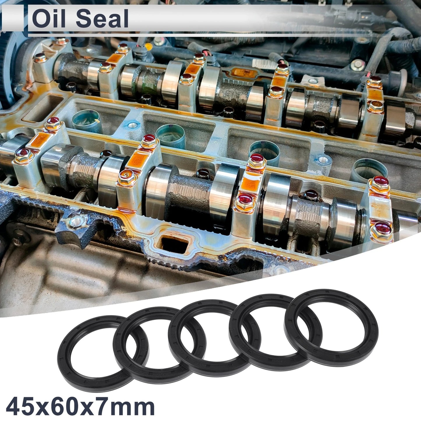 Oil Seal 45x60x7mm 5 Pcs Seal Ring Rotary Shaft Seal NBR Rubber for Vehicles