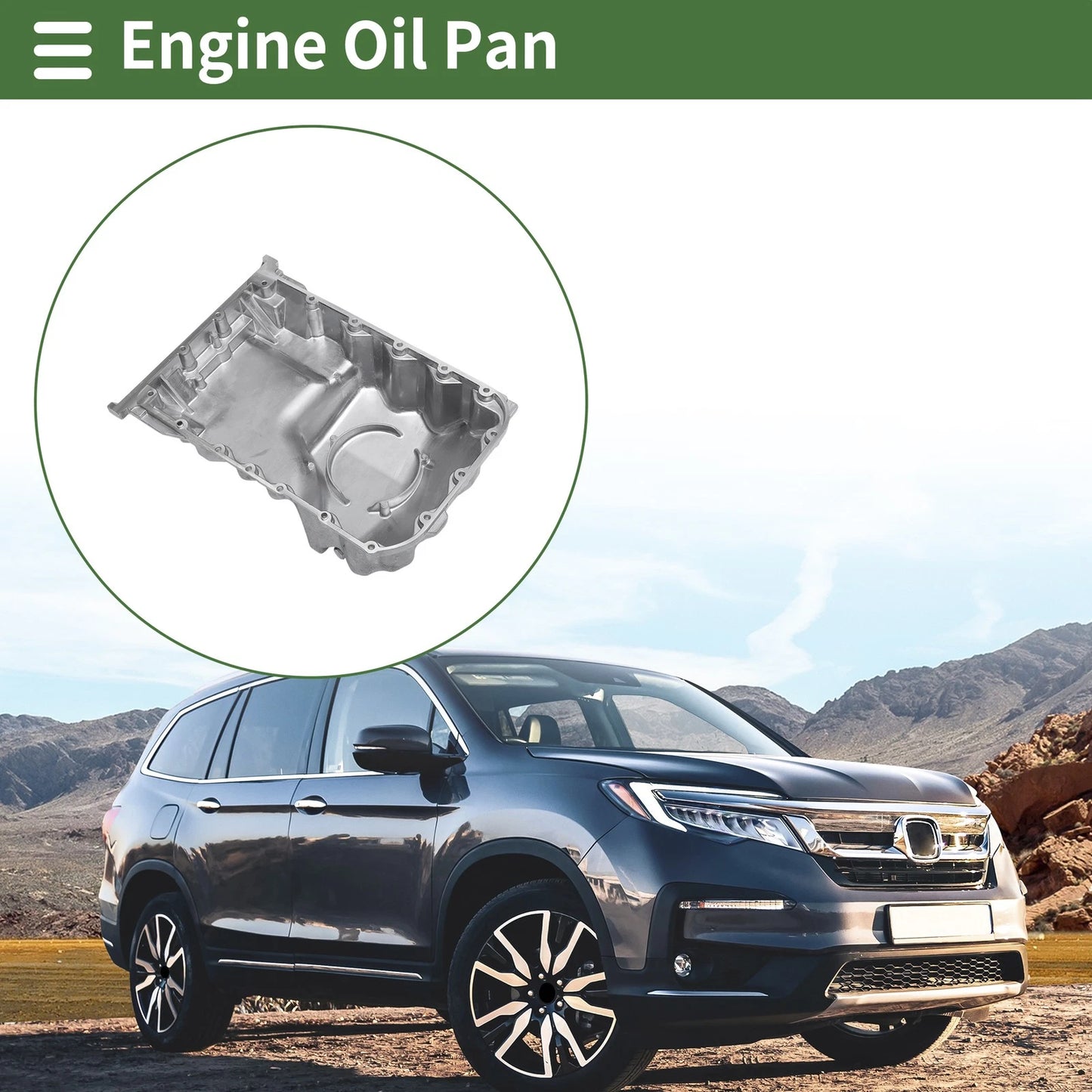 Engine Oil Pan for Honda Pilot (2003-2004) - 1 x Aluminum Silver Tone
