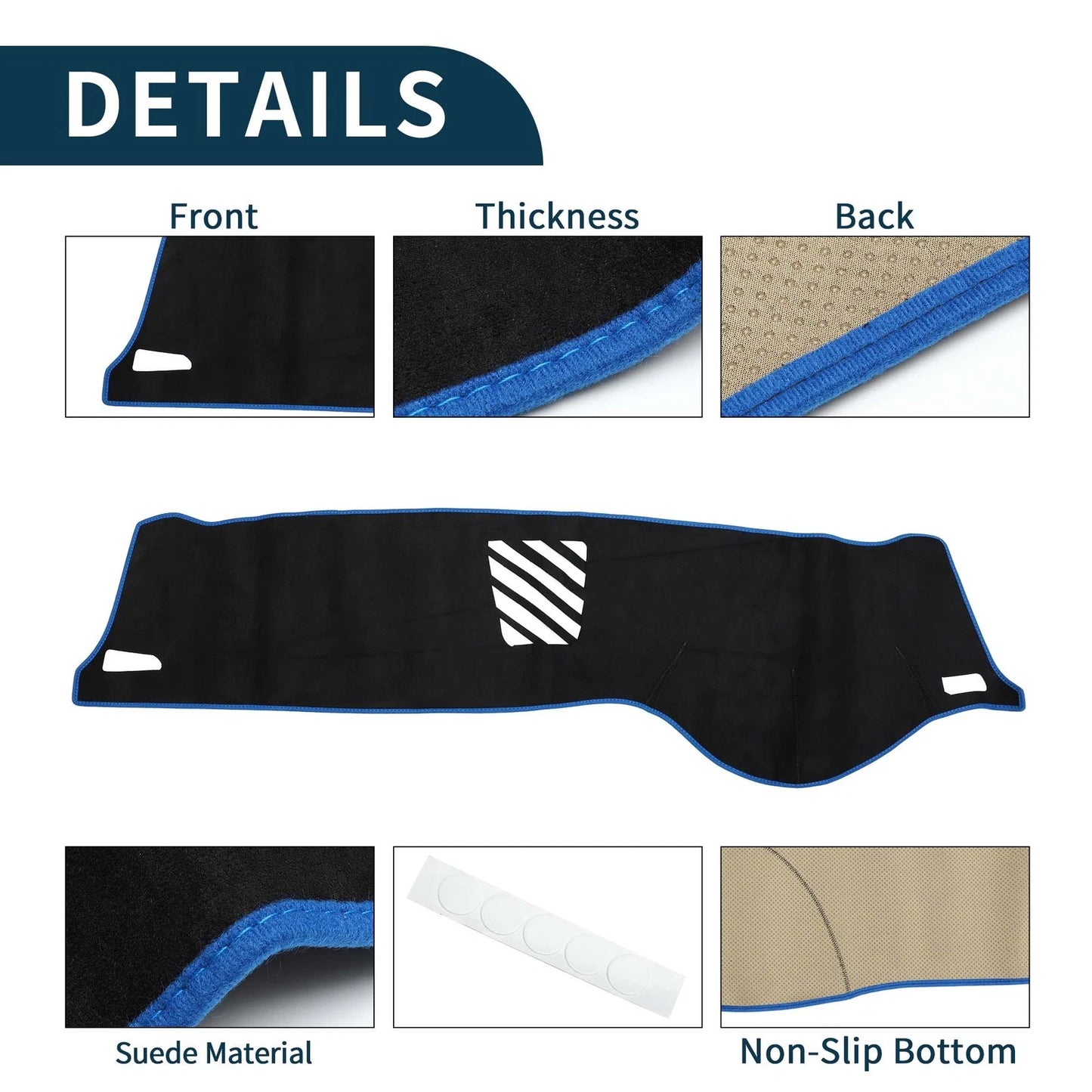 Dashboard Cover Mat for BMW 5 Series F10 F11 (2010-2017) Black Blue