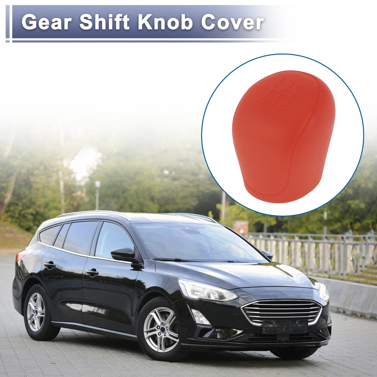 Red Silicone 5-Gear Manual Gear Shift Knob Cover for Ford C-Max (07-21)