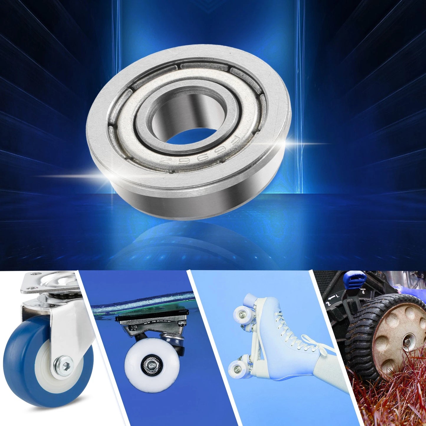 10 x 6x15x5mm Single Row Flanged Bearings Deep Groove Ball Bearings for F696ZZ