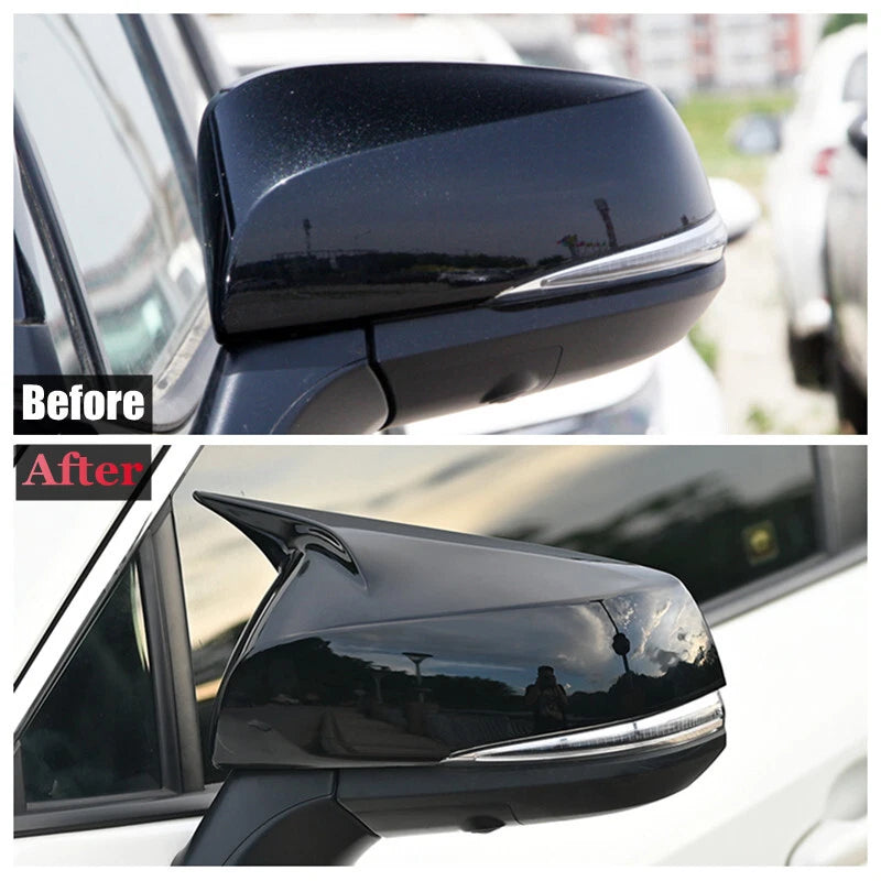 Gloss Black ABS Side Door Mirror Cover Caps for Toyota Highlander (2020-2022)
