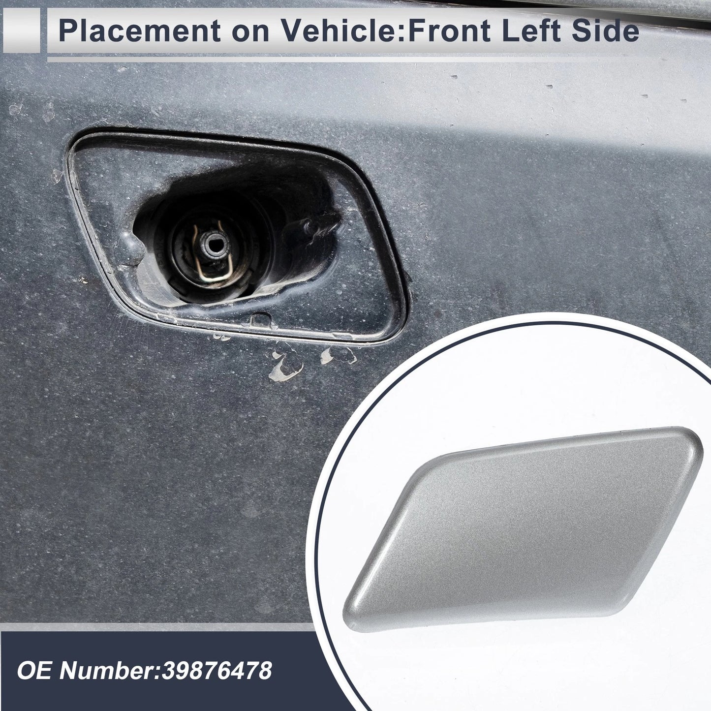 Bumper Headlight Washer Nozzle Cover for Volvo (Silver Tone) (2001-2007)