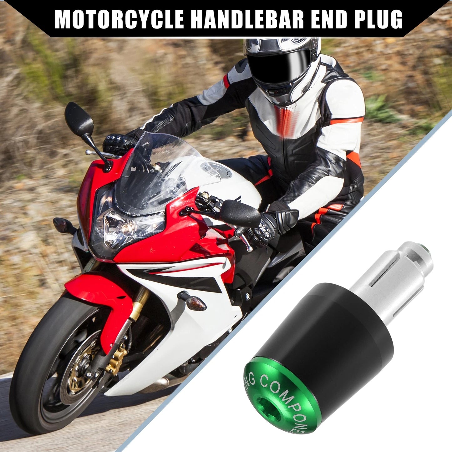 Handlebar End Plug 7/8" 22mm 2 x for Honda Black Green
