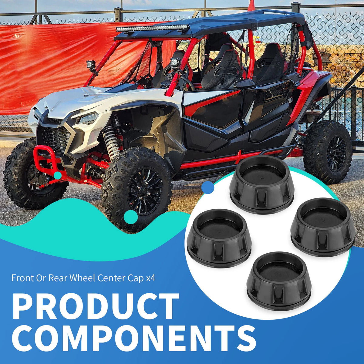 Wheel Center Caps 4 x for Honda Pioneer (2014–2023)