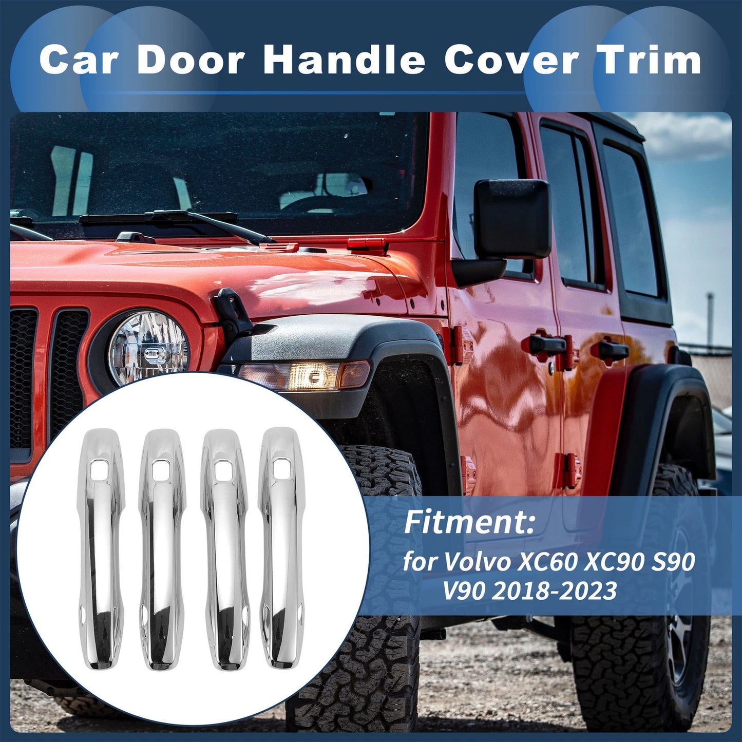 Silver Tone Door Handle Cover Trim for Volvo XC60 (2018-2023)