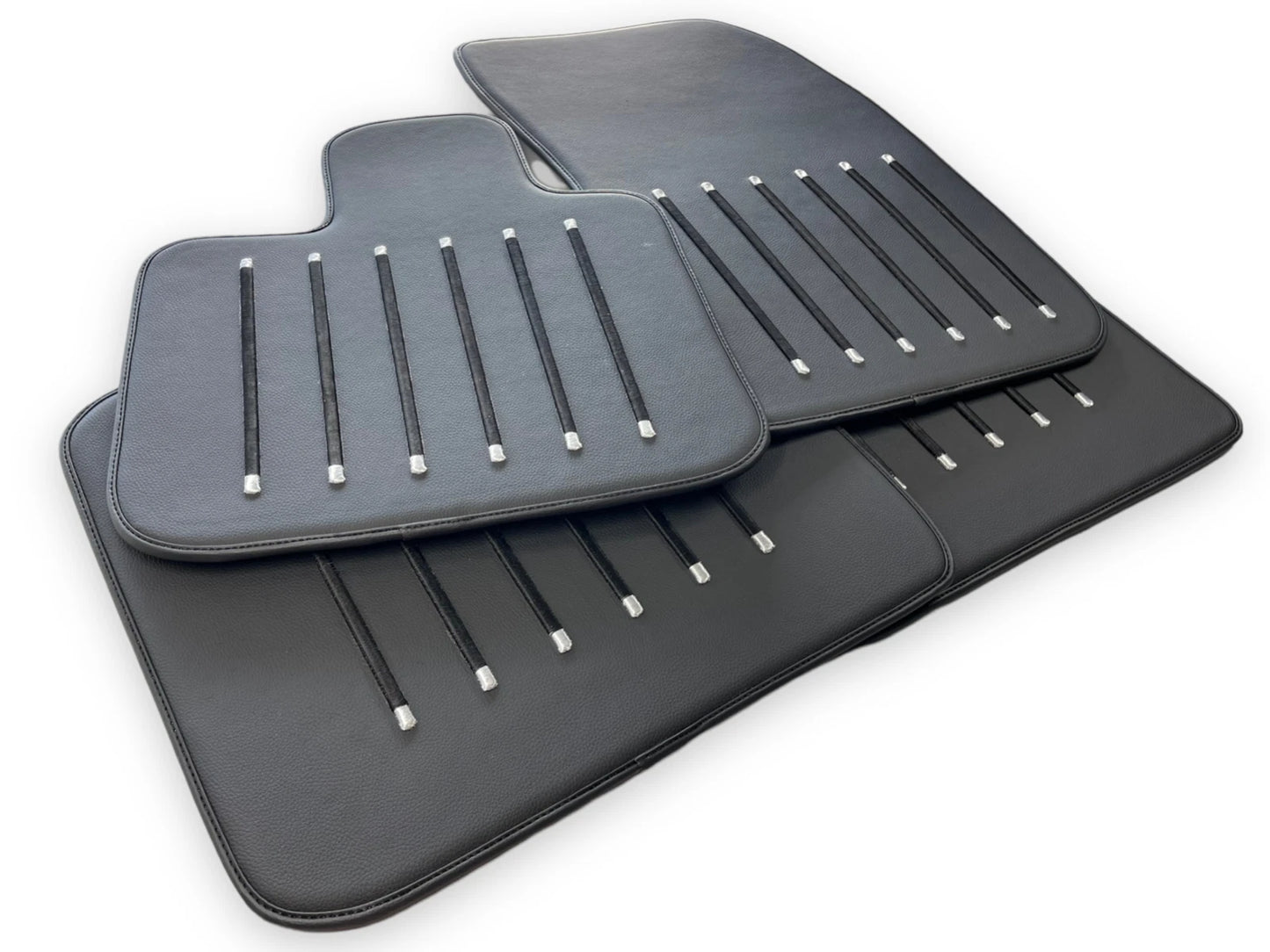 Black Leather Floor Mats for Rolls Royce Black Badge Phantom (2003-2016)