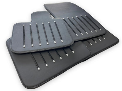 Black Leather Floor Mats for Rolls Royce Black Badge Phantom (2003-2016)