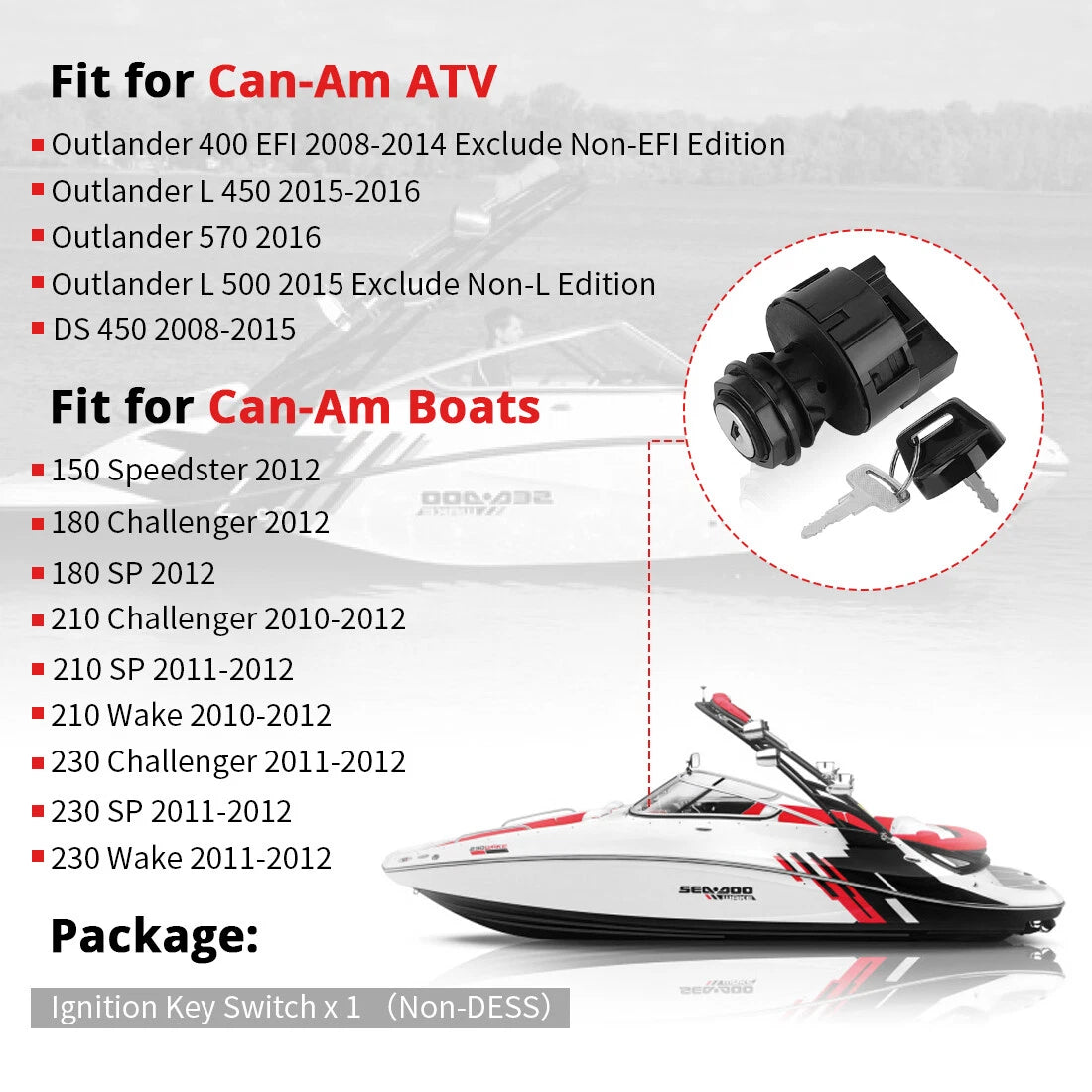 Ignition Switch and Matched Keys for Can Am Outlander