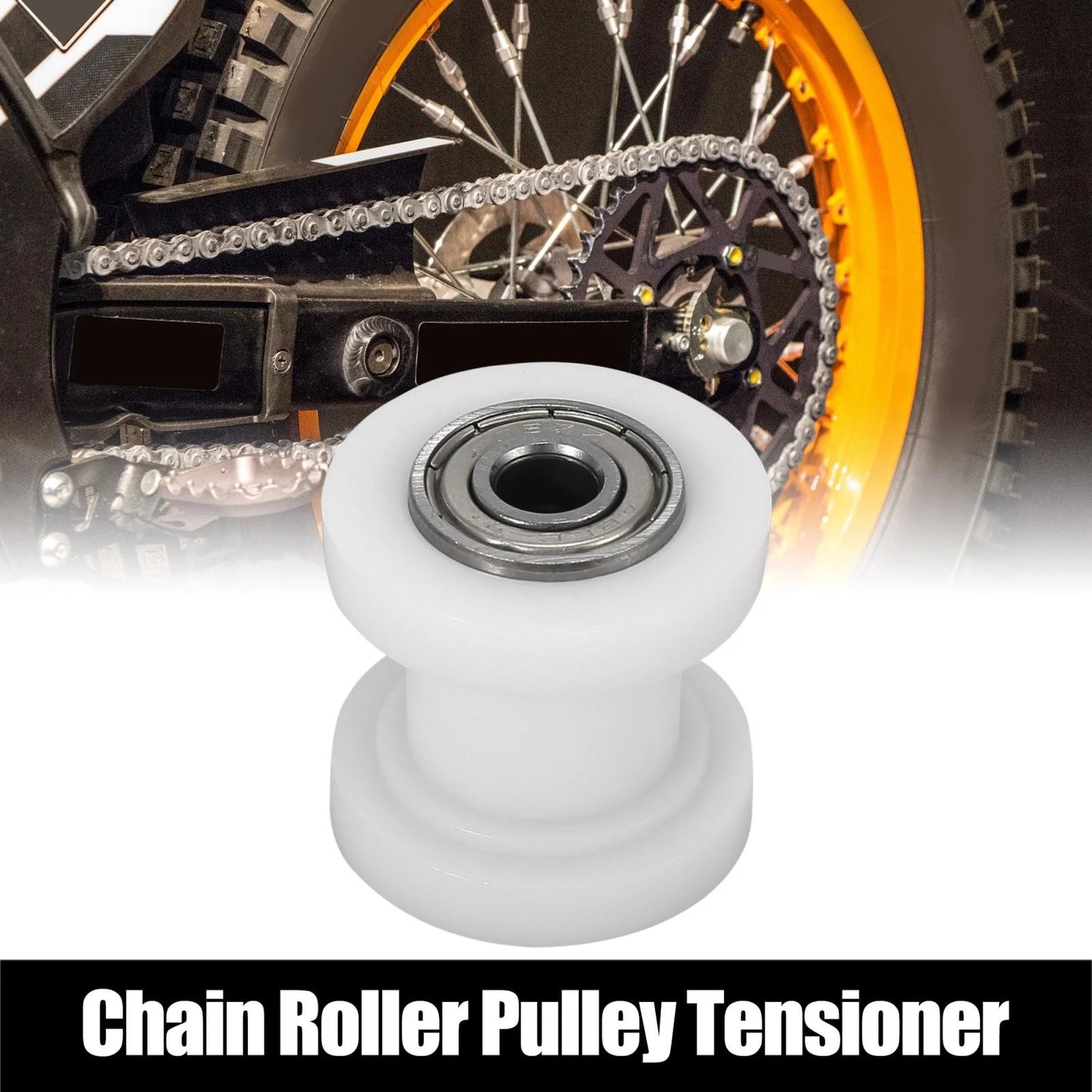 8mm Chain Roller Pulley Slider Tensioner Wheel Guide White for Motorcycle ATV