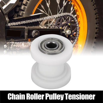8mm Chain Roller Pulley Slider Tensioner Wheel Guide White for Motorcycle ATV