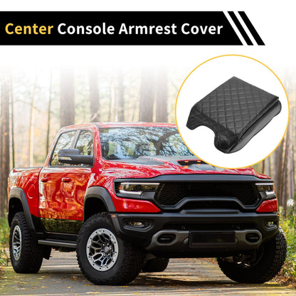 Console Lid Armrest Cover for Ford - Microfiber Leather Carbon Fiber Black