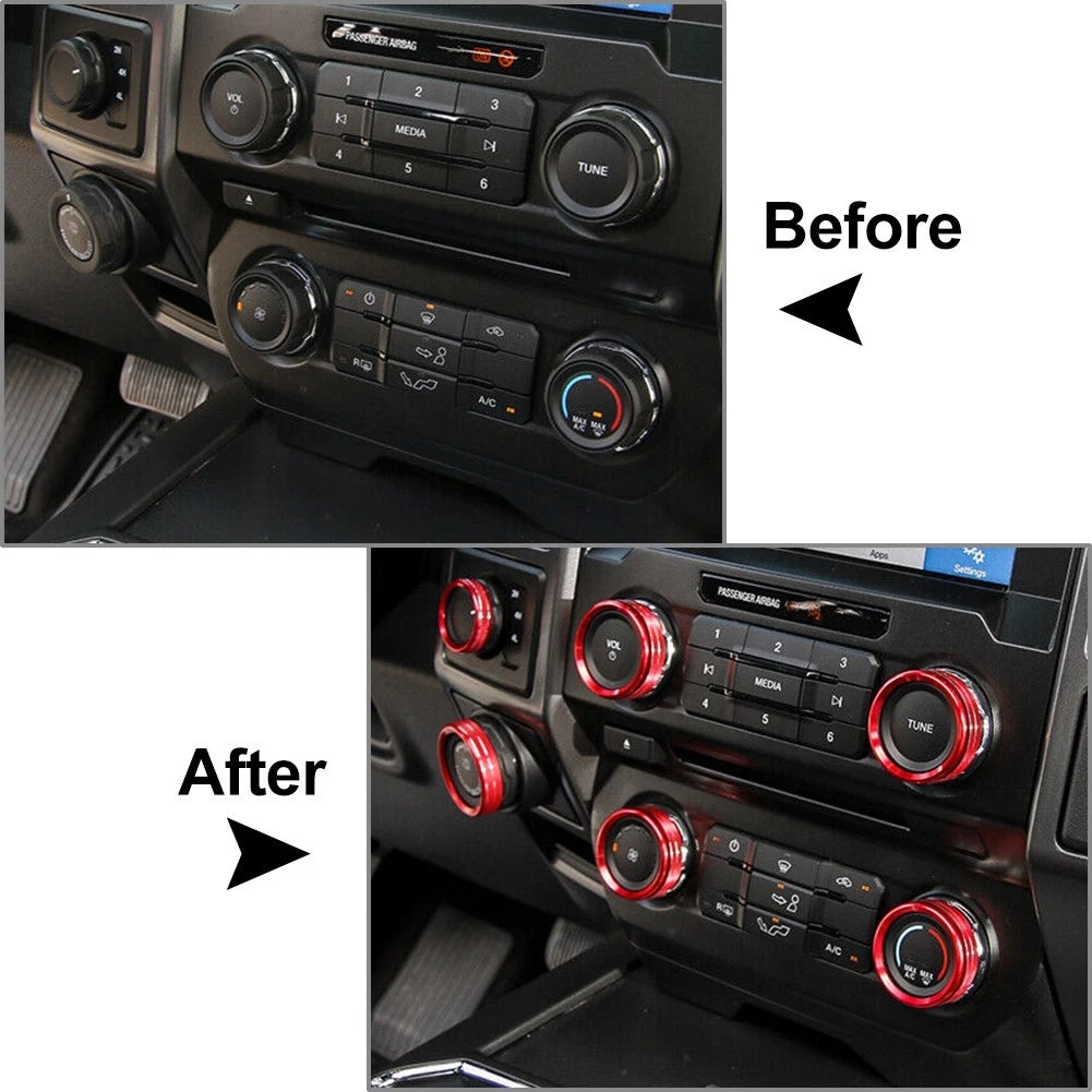 Air Conditioner Switch Knob Trim for Ford F150 XLT (2015-2020) Black
