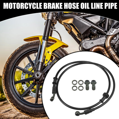 120cm / 47.24" / Universal 28 Degree Motorcycle Hydraulic Oil Hose Set Black