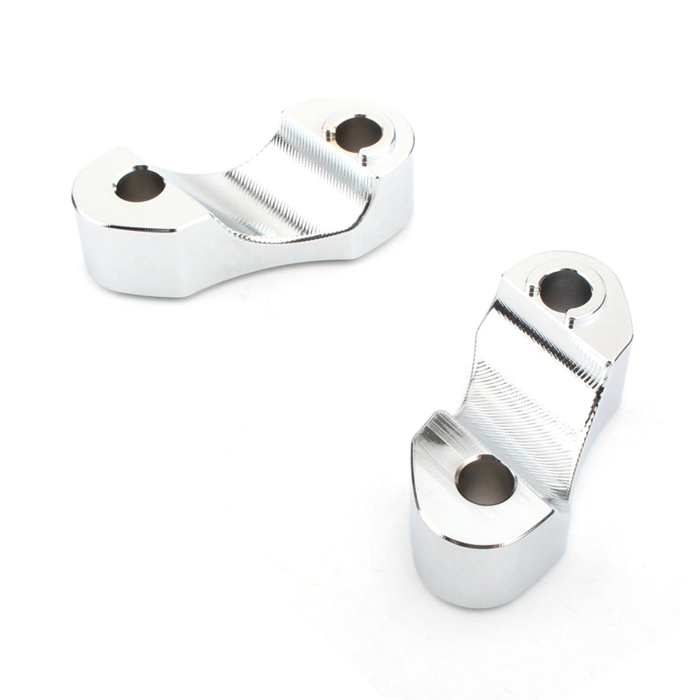 2 x Chrome Handlebar Riser Clamp Kit for Harley Wide Glide, Softail (2006-2023)