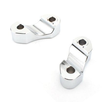 2 x Chrome Handlebar Riser Clamp Kit for Harley Wide Glide, Softail (2006-2023)