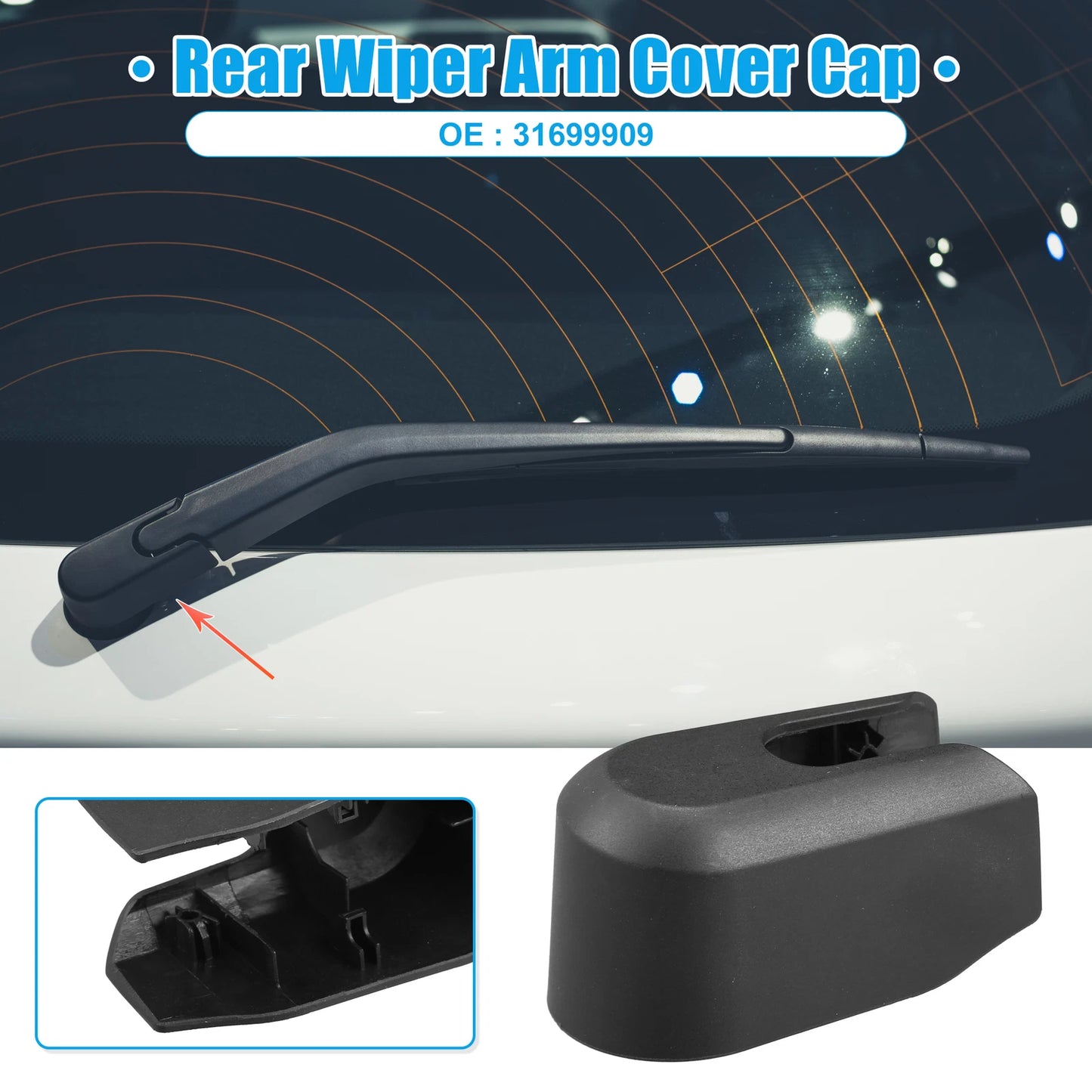 Rear Windshield Wiper Arm Nut Cap for Volvo V90 XC40 XC90 (2017-2023)
