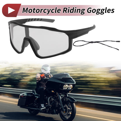 Motorcycle Riding Goggles Light Gray Lens Black Gray Frame