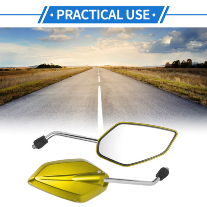 M10 / Motorcycle Rear View Mirrors / Prismatic Shape Mirrors Gold Tone