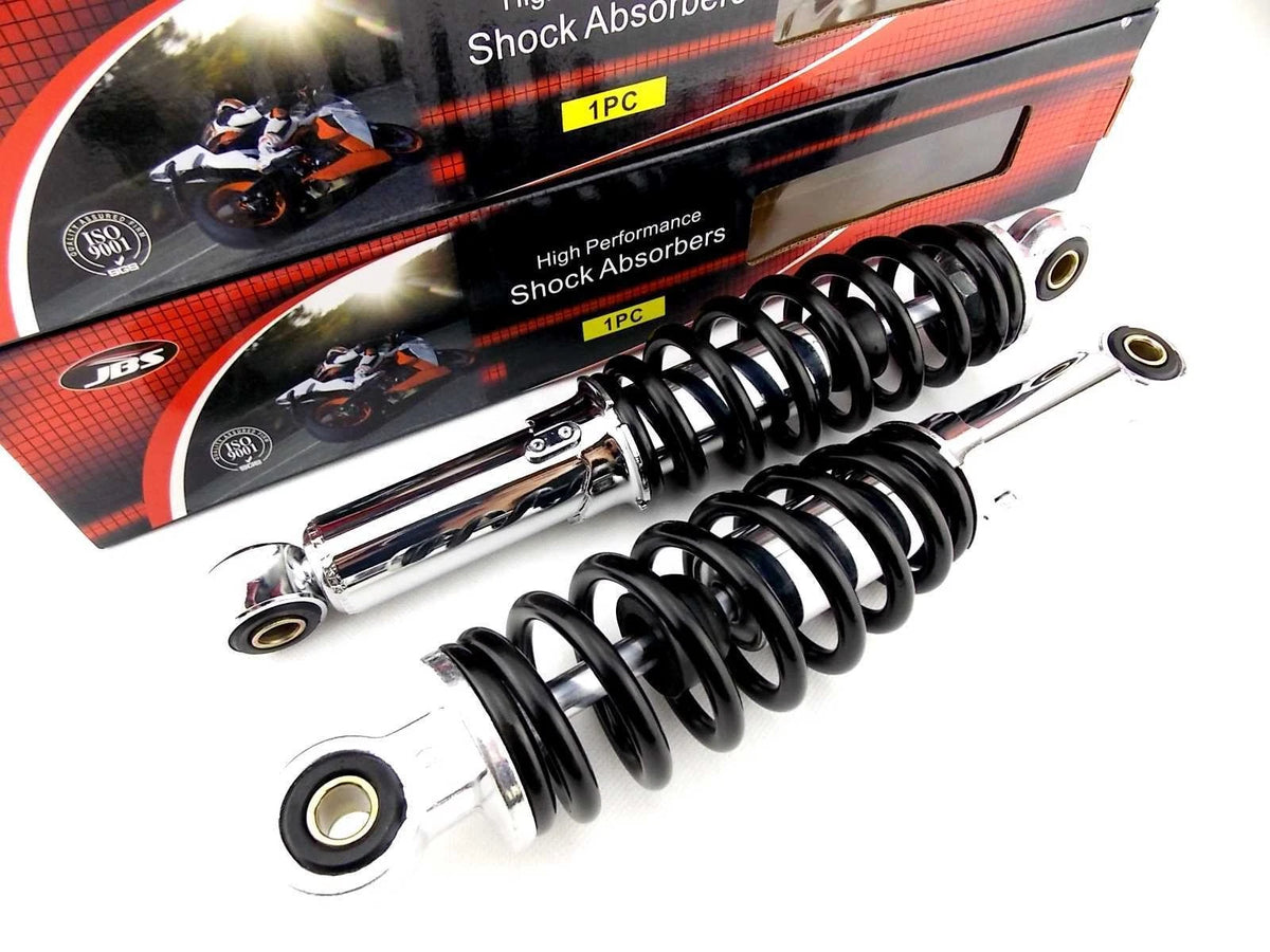 280mm JBS Black/Chrome Rear Shock Absorbers for Yamaha DT80 (1981-1983)