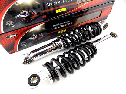 280mm JBS Black/Chrome Rear Shock Absorbers for Yamaha DT80 (1981-1983)