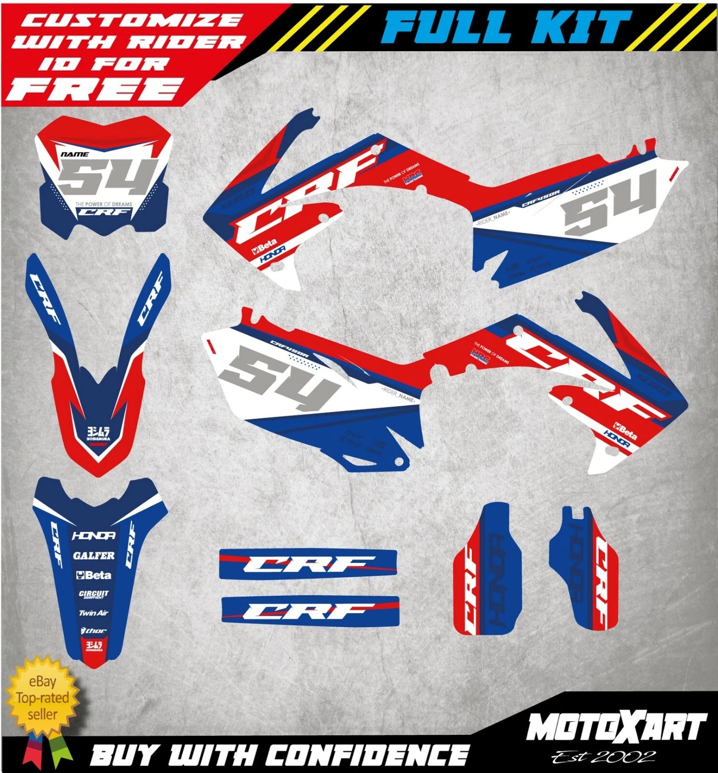 Full Custom Graphic Kit FIERCE Style for Honda CRF 450 (2009-2012)