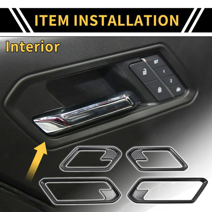 Interior Door Handle Bezel Cover for Chevy Colorado (23-24) Carbon Fiber Pattern