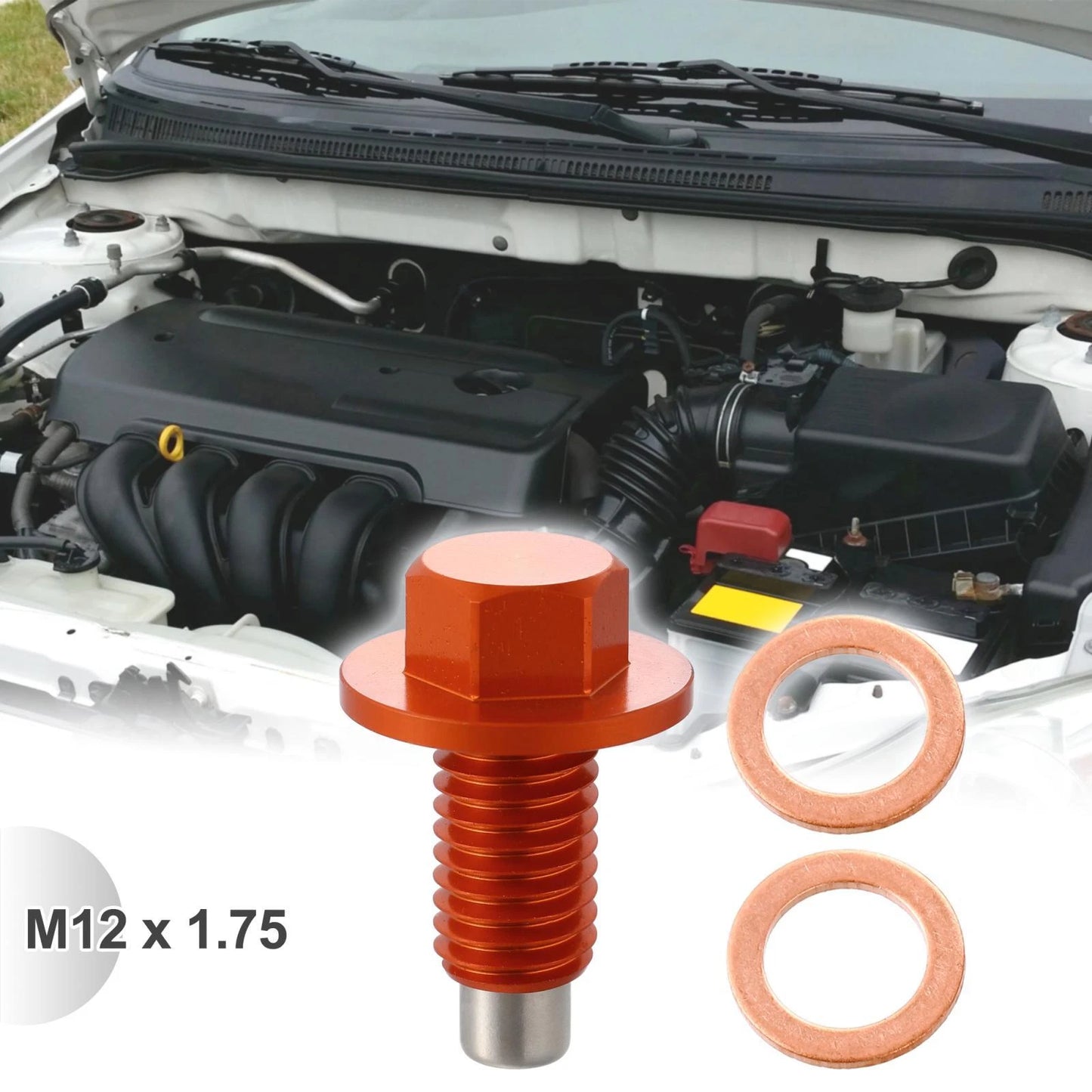 M1 1.75 Magnetic Oil Drain Plug Sump Cap Aluminum Alloy Orange