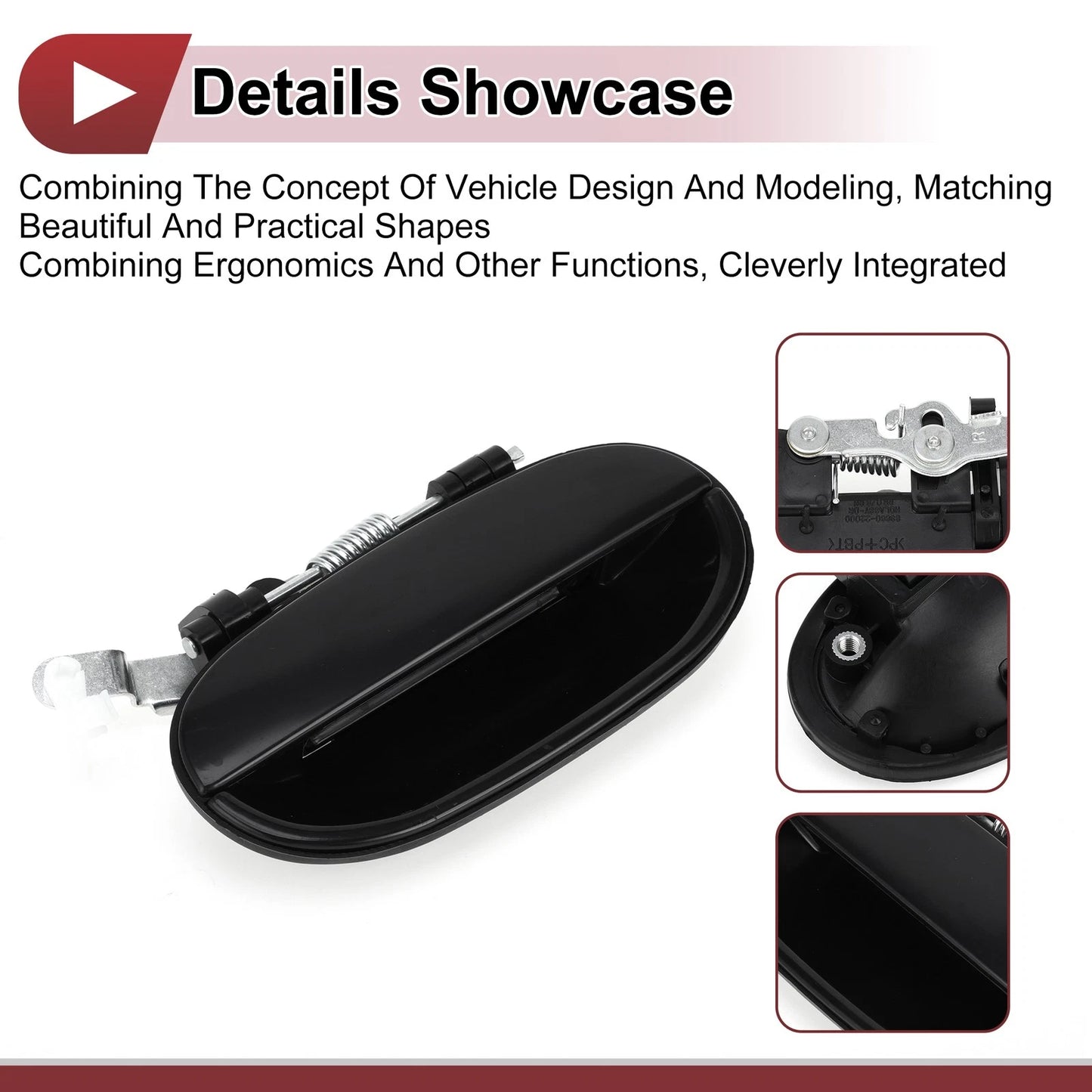 Exterior Door Handle for Hyundai Accent Rear Right Black ABS