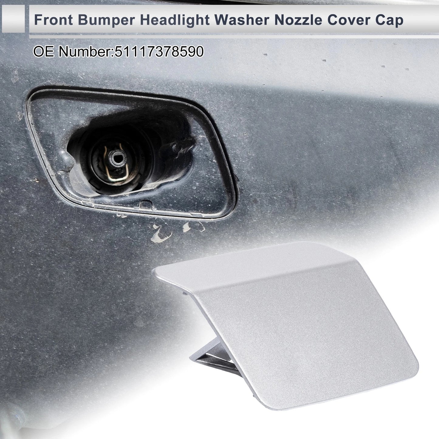 Bumper Headlight Washer Nozzle Cover for BMW X5 (2000-2006) Silver Tone