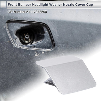 Bumper Headlight Washer Nozzle Cover for BMW X5 (2000-2006) Silver Tone
