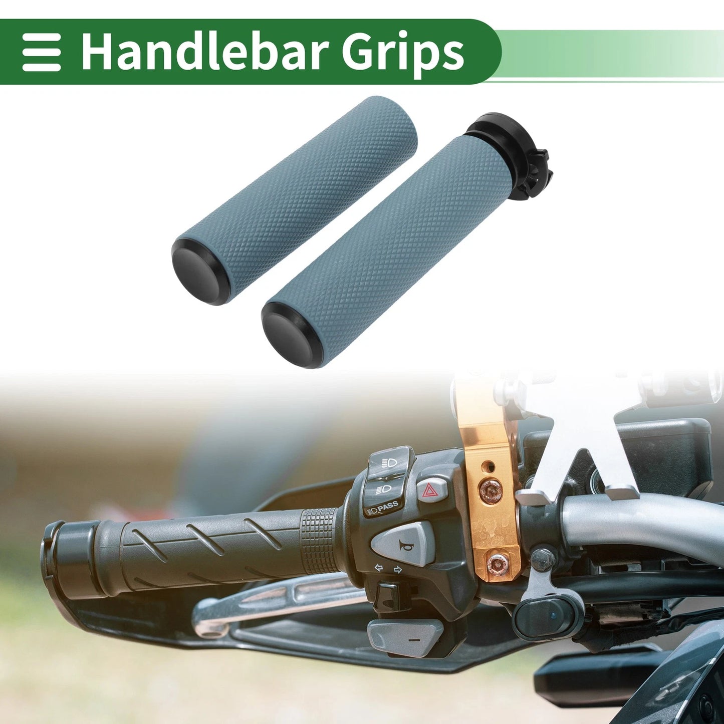 7/8" 22mm Hand Grips TPU Blue for Motorcycle