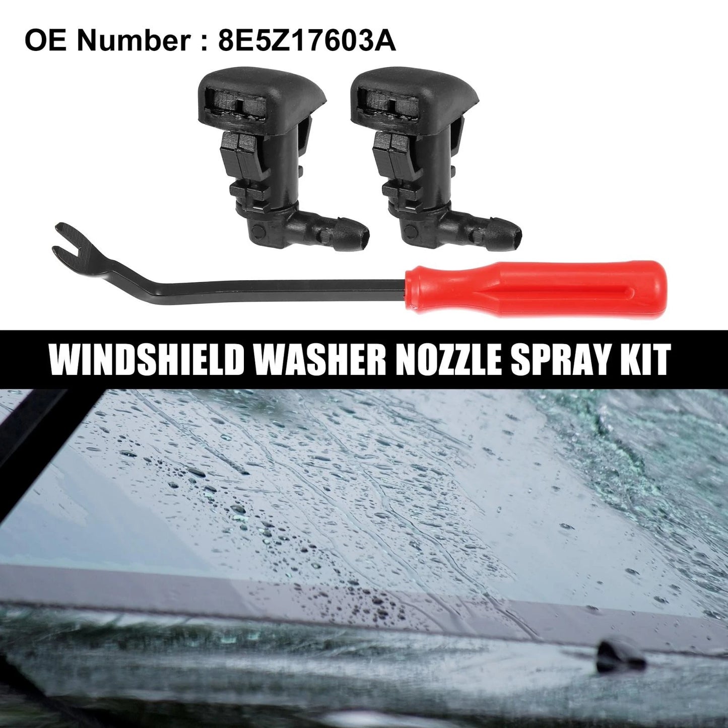 3 Pcs Front Windshield Washer Nozzles for Mercury Milan (2008-2011)