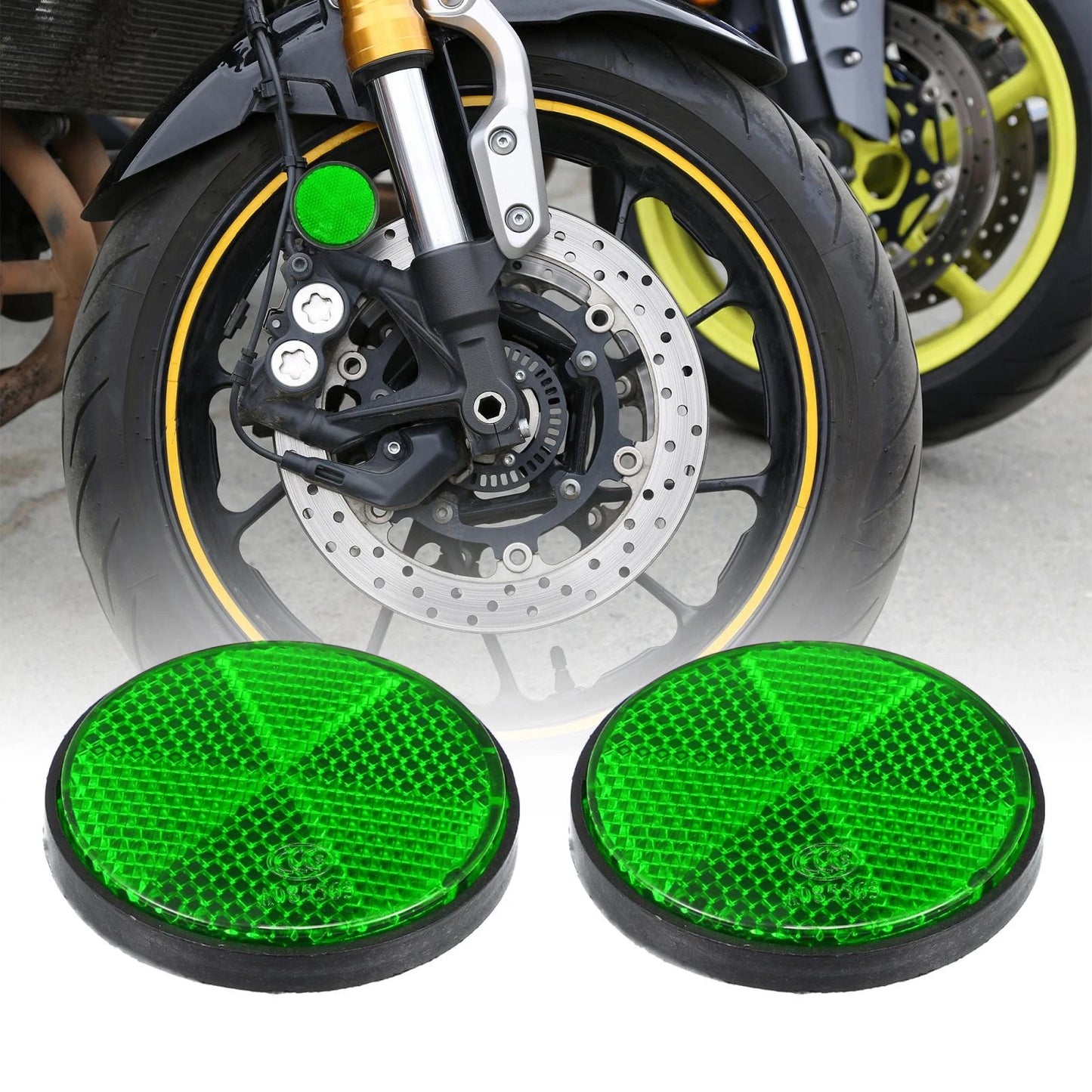 6pcs M6x1.0 Green Universal Screw Mount Round Warning Reflector for Motorcycle
