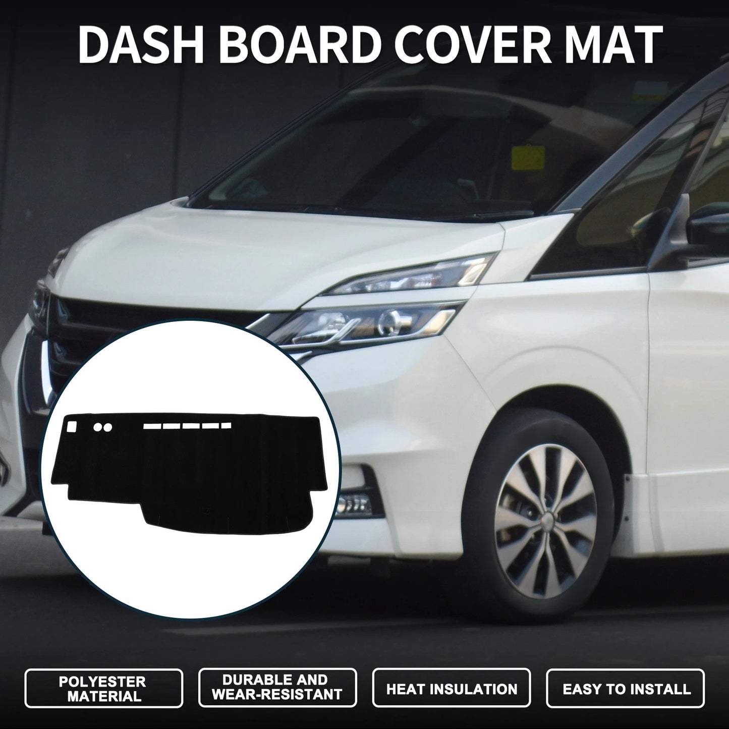 Dashboard Cover Mat for Nissan Serena C25 (2005-2010) Sun Protector Black