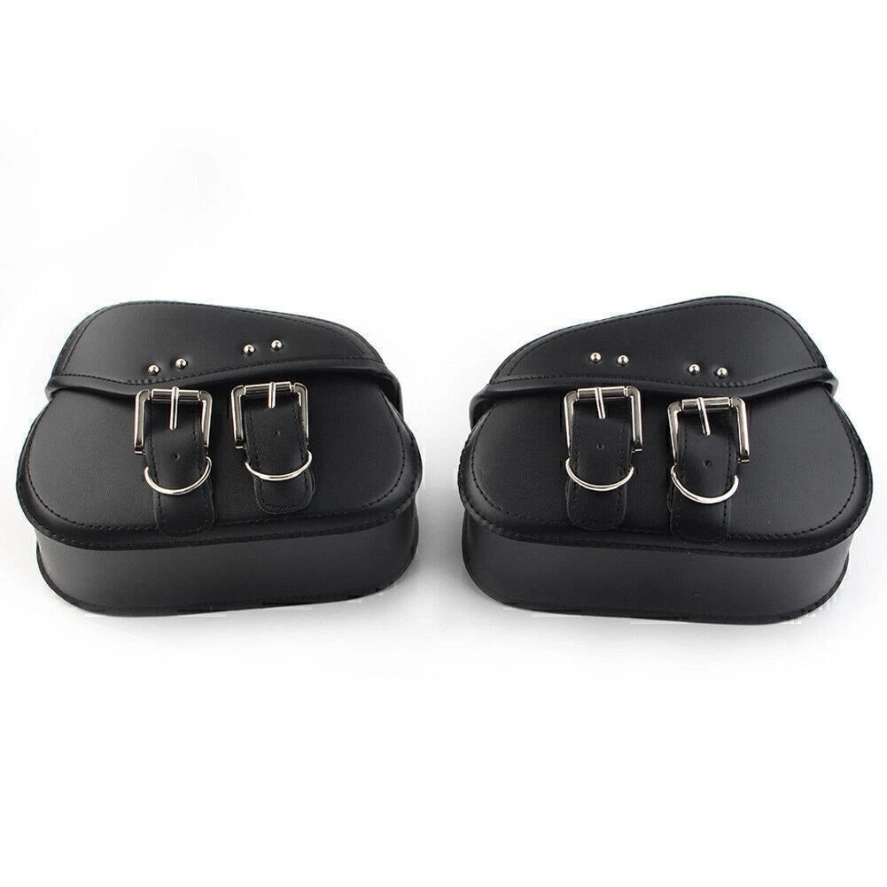 Black PU Leather Saddle Bags Side Luggage for Harley Sportster Dyna