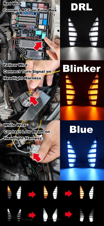 3-Color Front Bumper DRL LED Dynamic Turn Signal Auto Light for Honda Civic (2016–2021)