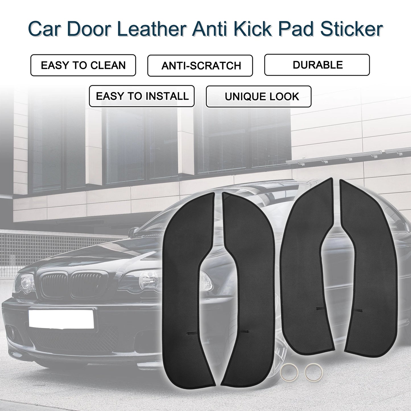 Car Door Leather Anti Kick Pad Sticker for BMW 3 Series (2020-2023) Black Set