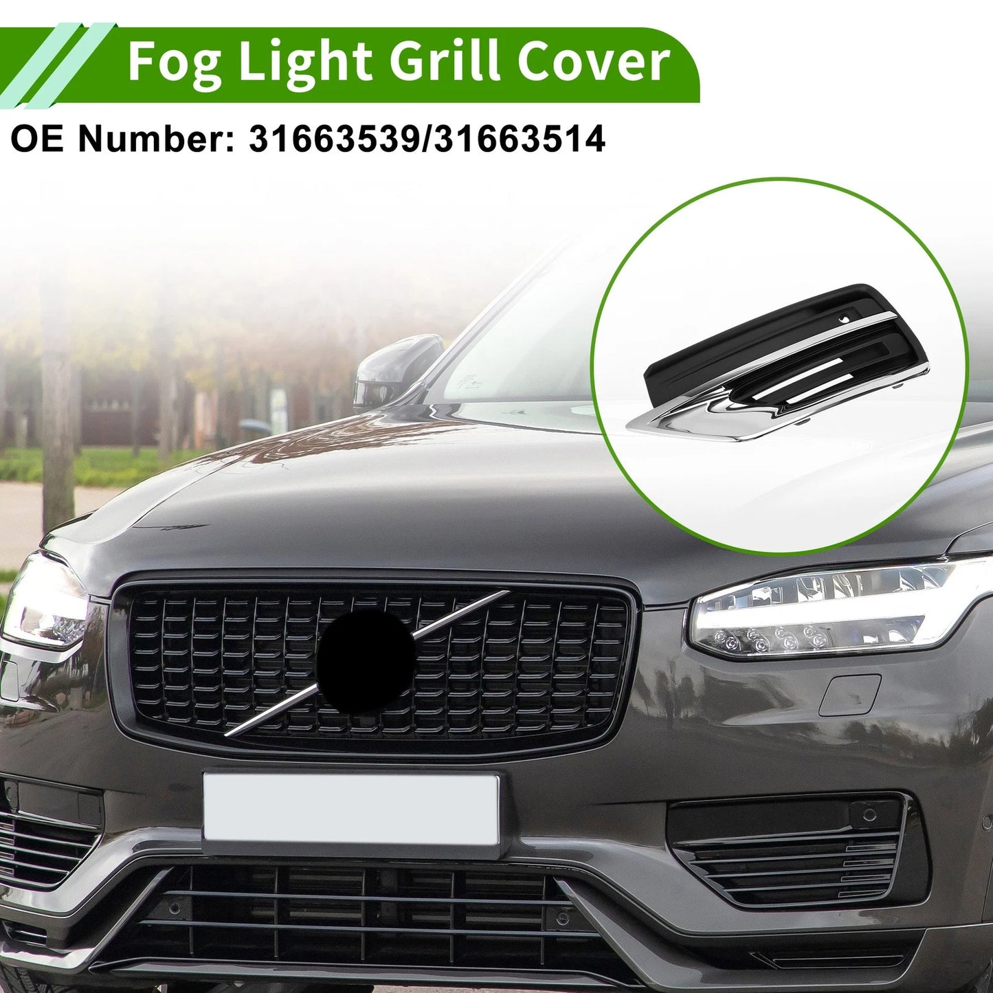 Left Front Fog Light Grill for Volvo XC90 (2020-2021)